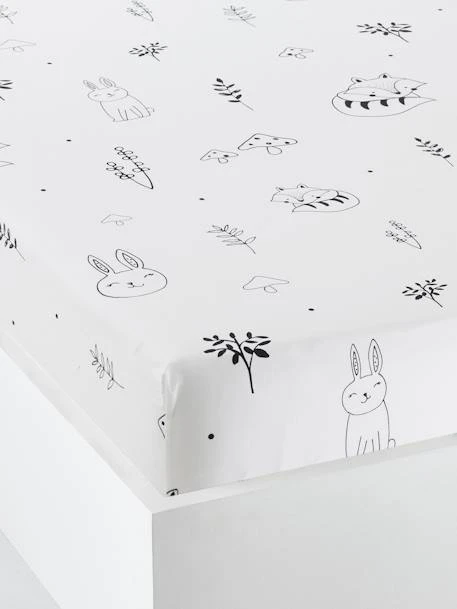 Drap Housse Bébé FORET MAGIQUE Blanc / Noir - Vertbaudet 1 Drap Housse Bébé FORET MAGIQUE Blanc / Noir - Vertbaudet