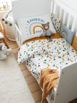 Housse De Couette Bébé MINI ZOO Blanc / Multicolore - Vertbaudet -Magasin De Literie Pour Enfants housse de couette bebe mini zoo 3