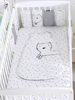 Lot De 2 Draps-housses Bébé En Jersey Extensible Imprimé étoiles Gris Chiné/blanc - Vertbaudet -Magasin De Literie Pour Enfants lot de 2 draps housses bebe en jersey extensible imprime etoiles 2