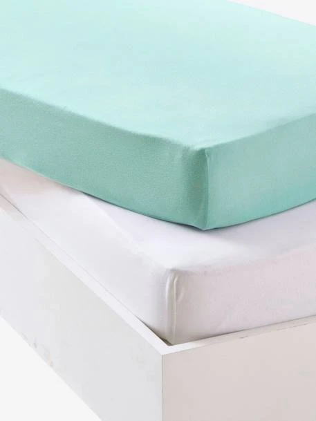 Lot De 2 Draps-housses Bébé En Jersey Extensible Gris + Blanc - Vertbaudet 1 Lot De 2 Draps-housses Bébé En Jersey Extensible Gris + Blanc - Vertbaudet
