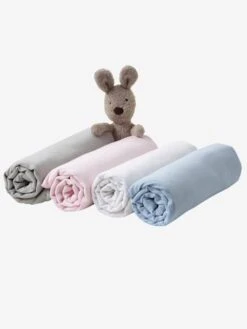 Lot De 2 Draps-housses Bébé En Jersey Uni Blanc Blanc - Vertbaudet -Magasin De Literie Pour Enfants lot de 2 draps housses bebe en jersey uni blanc 2