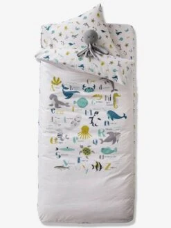 Magasin De Literie Pour Enfants 26 Parure Caradou "facile à Border" Avec Couette ABECEDAIRE MARIN Ivoire Imprimé Animaux - Vertbaudet