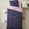 Parure Housse De Couette + Taie D'oreiller Avec Détails Phosphorescents MISS CONSTELLATION Marine / Parme - Vertbaudet