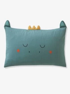 Parure Housse De Couette + Taie D'oreiller BIO* DRAGON Vert / écru - Vertbaudet -Magasin De Literie Pour Enfants parure housse de couette taie doreiller bio dragon 2