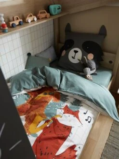 Parure Housse De Couette + Taie D'oreiller Enfant En Coton Bio* FOREST BAND écru / Multicolore - Vertbaudet -Magasin De Literie Pour Enfants parure housse de couette taie doreiller enfant en coton bio forest band 5