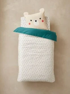 Parure Housse De Couette + Taie D'oreiller Enfant En Coton Bio* NATURE SAUVAGE Bleu - Vertbaudet -Magasin De Literie Pour Enfants parure housse de couette taie doreiller enfant en coton bio nature sauvage 4