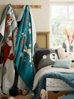 Parure Housse De Couette + Taie D'oreiller Enfant En Coton Bio* NATURE SAUVAGE Bleu - Vertbaudet -Magasin De Literie Pour Enfants parure housse de couette taie doreiller enfant en coton bio nature sauvage 5