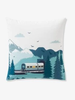 Parure Housse De Couette + Taie D'oreiller Enfant SUR LES RAILS Vert - Vertbaudet -Magasin De Literie Pour Enfants parure housse de couette taie doreiller enfant sur les rails 2
